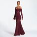 Elegant Lace-Trimmed Off-Shoulder Slit Dress – Long Sleeve Ruffled Maxi Dress For Women Body-Skimming A-Line Silhouette_ecoleips.com