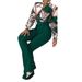 Women's Casual Printed Suit Stand Collar Long-Sleeved Shirt Top Wide-Leg Pants Two-Piece Set_ecoleips.com