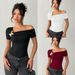 Women's Clothing Elegant Off-Shoulder T-Shirt Casual Fit Inner Top For Ladies Fashion_ecoleips.com