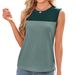 Women's Clothing Women's Sleeveless Tank Top Color Block Round Neck Summer Casual Basic Vest_ecoleips.com