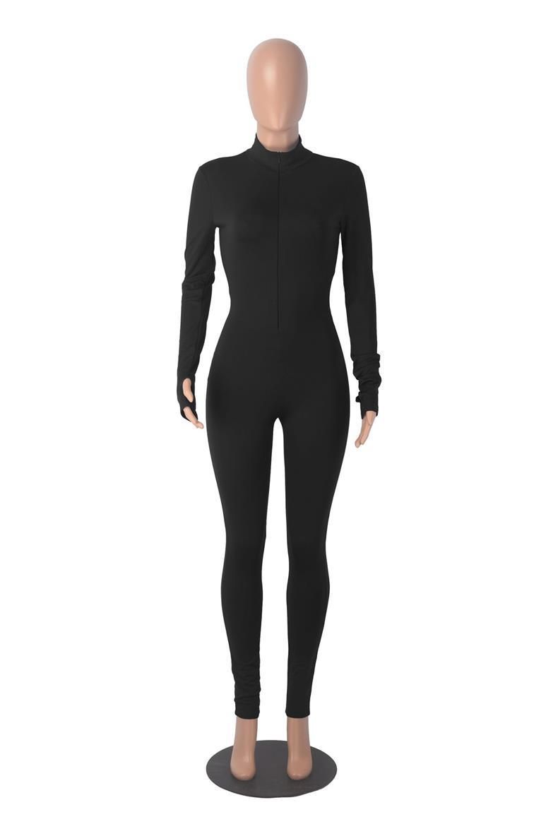 K New Casual Zipper Sports Jumpsuit_ecoleips.com