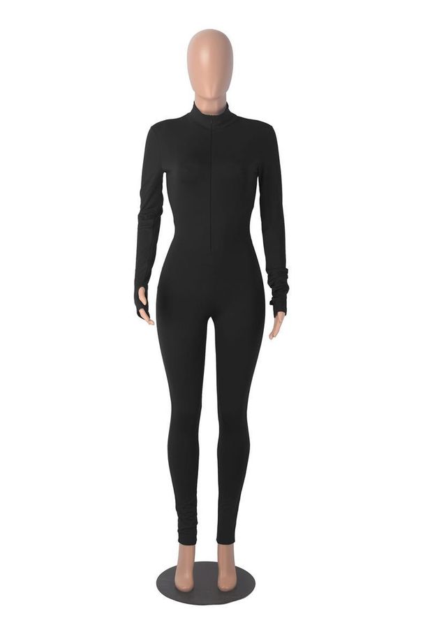 K New Casual Zipper Sports Jumpsuit_ecoleips.com