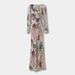 26 Summer Deep V Bias-Cut Bohemian Style Sleeve Slim Fit Printed Women's Two-Piece Long Dress_ecoleips.com
