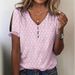 Women's Casual V-Neck T-Shirt Short Sleeve Printed Breathable Polyester Blend Geometric Pattern Comfort Fit for Everyday Wear_ecoleips.com