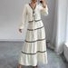 Women's Clothing Lace Layered Pleated Lantern Sleeve Bow Shirt And Skirt Suit For Women_ecoleips.com