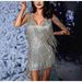Women's Clothing V Neck Sexy Deep Sleeveless Pencil Skirt Mid Skirt Tassel Skirt_ecoleips.com