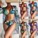 Women's Clothing Swimsuit Women's Split Three Piece Suit Internet Celebrity Long Sleeved Printed Bikini Ins Swimsuit_ecoleips.com