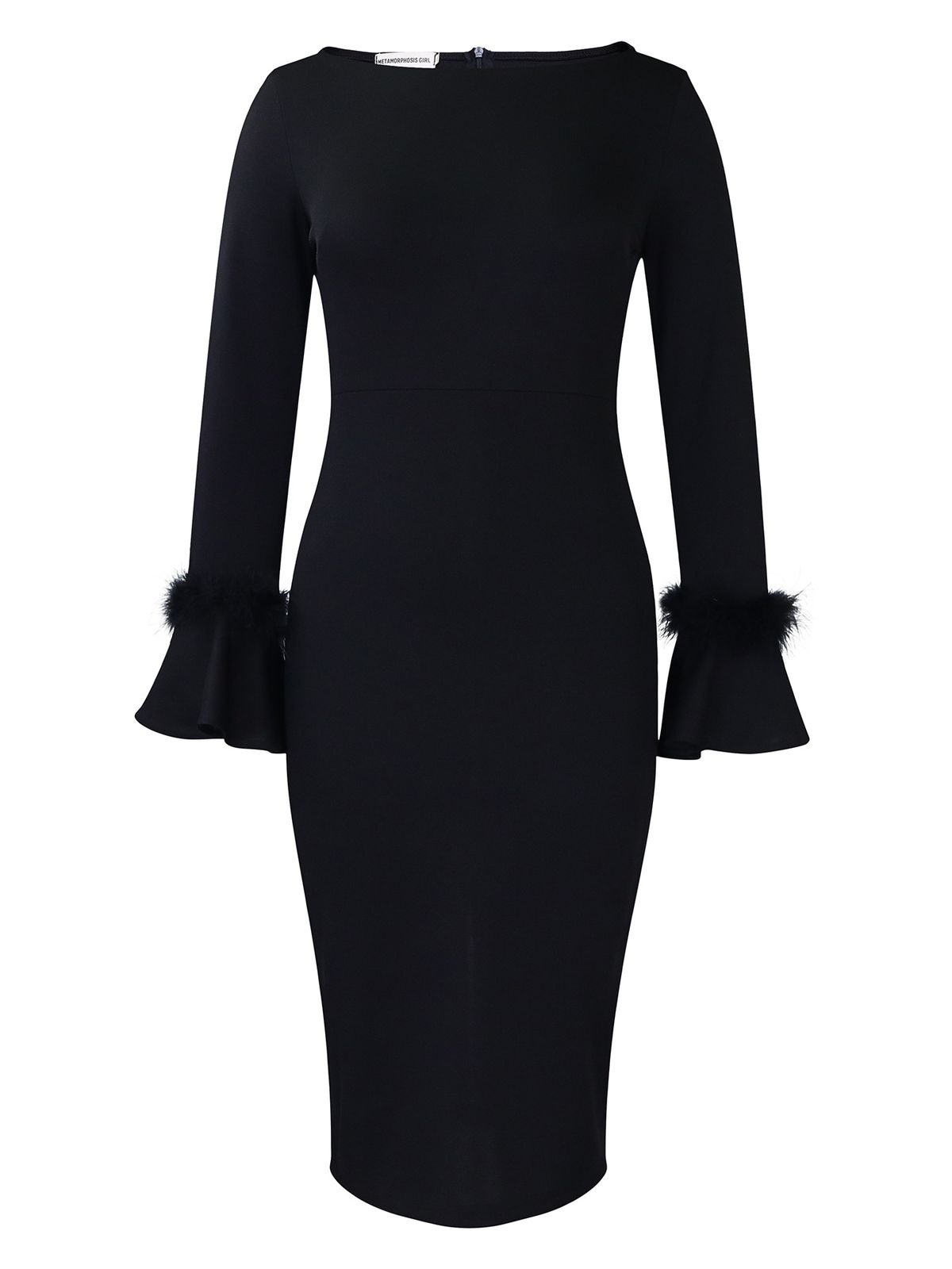Women's Clothing Winter New Fashion Solid Color Hip Bell Sleeve Dress_ecoleips.com