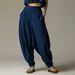 Women's High-Waisted Loose-Fitting Casual Long Pants Drape Detail Style Fashion Outerwear_ecoleips.com