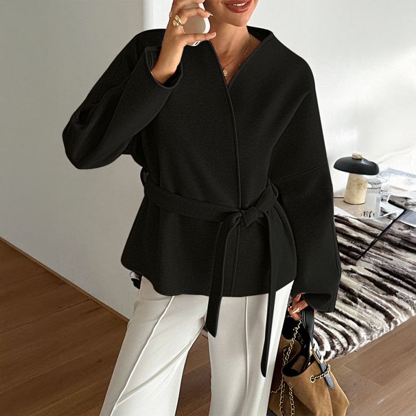 Diyun European And American Casual Vacation Lace-Up Long Sleeve Blazer Women's Clothing 2025 Autumn Winter_ecoleips.com