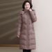 Elegant Winter Coat For Women – Slimming Mid-Length Hooded Jacket With Polyester Fill, Drawstring Waist & Pockets, Plus Size Available (XL-7XL)_ecoleips.com
