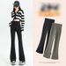 Women's High-Waisted Flared Pants – Winter Fleece-Lined Stretchy Bootcut Pants With Ultra-Drape Fabric (Black/Grey, Regular & Long Length)_ecoleips.com