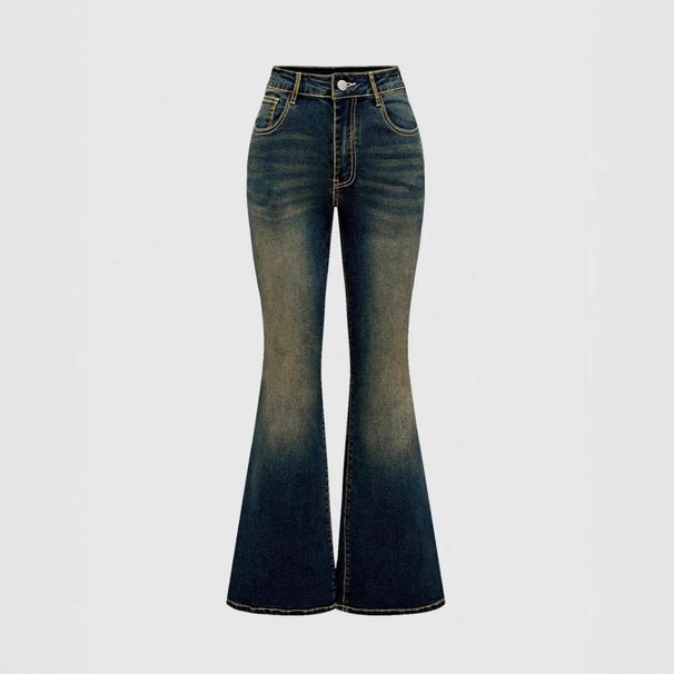 Women's Clothing Slim Fit Embroidered Flared Jeans Vintage Embroidered Flare Jeans For Women - Stretchy High-Waisted Denim Pants With Retro Wash_ecoleips.com