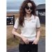 Women's Korean-Style Knit Top – Contrast Stripe Collar, Slim Fit, Stretchy Acrylic Fabric (S-2XL, Ivory White)_ecoleips.com