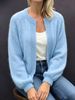Ribbed Trim Knit Cardigan, Lightweight Soft Open Jacket_ecoleips.com