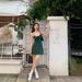 Dark Green Vintage Floral For Women Spring Summer French Style High Waist Slim Fit Sleeveless Strap Hot Girl Short Dress_ecoleips.com
