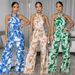 Women's Clothing Women's Sleeveless Halter Neck Jumpsuit Printed Belt Style Top For Formal & Casual For Women_ecoleips.com