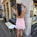 Summer New Women's Sexy Backless Halter Strap Dress Off Shoulder Wavy Fitted Short Skirt_ecoleips.com