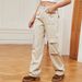 Women's Clothing Washed Semi Elastic Multi Pocket Denim Work Casual Pants_ecoleips.com