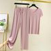 Audday Fashion Ice Silk For Women Summer Thin New Style Elegant Sports Casual Wide-Leg Pants Short Sleeve Two-Piece Set Trendy_ecoleips.com