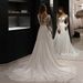 Women's Clothing Long Sleeved Wedding Dress New Bride Simple U Neck Large Backless Travel Photography Small Tail Lace Slimming Real Thing_ecoleips.com