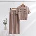 Women's Clothing high grade knitted suit spring and autumn new sweet and gentle short sleeved dress, two pieces_ecoleips.com