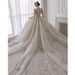 Women's Clothing Wedding Dress New Bride Long Sleeve Palace Style V Neck Heavy Industry Long Tail Texture Main Wedding Dress Spring And Summer_ecoleips.com