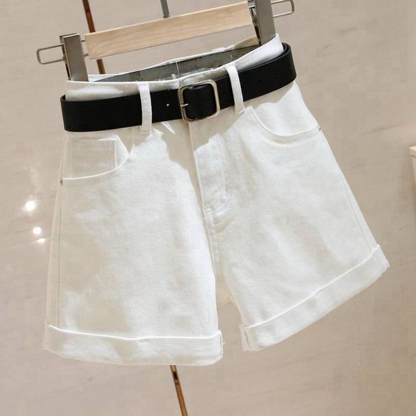 Women's Black Gray Denim Shorts Summer Thin Ins Korean Style Slimming Casual Rolled Hem A-Line Wide Leg Hot Pants_ecoleips.com