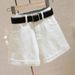 2025s Black Gray Denim Shorts For Women, Summer Thin Ins Style, Korean Version, Slimming, Casual, Rolled Hem, A-line,_ecoleips.com