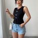 Women's Sleeveless Split Hem Blouse – Breathable Polyester Blend, Office-To-Cocktail Versatile Top With Bow Detail (Black/Nude)_ecoleips.com