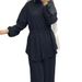 In Stock Rhinestone Long Sleeve Loose Fashion Elegant Shirt Top Casual Wide Leg Pants Two-Piece Set_ecoleips.com