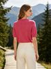 French Light Luxury Rose Pink Crew Neck Short Sleeve Knit Top_ecoleips.com