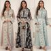 Elegant Muslim Abaya Dress Set With Embroidery & Waist Belt - Modest Long Sleeve Maxi Dress For Women - Occasion Wear For Banquet, Daily & Gathering_ecoleips.com