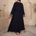 Ethnic Embroidered Maxi Dress With Sequins - Long Sleeve A-Line Dress For Women, Boho Travel Dress (0XL-4XL, Black)_ecoleips.com