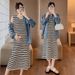 Spring New Korean Fashion Knitted Vest + Denim Jacket 2-Piece Set Maternity Dress_ecoleips.com