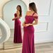 Women's Clothing Women's Solid Color Off-Shoulder Dress Pleated Side Slits Spring Summer Sexy Dress For Formal & Casual_ecoleips.com