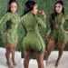 Women's Clothing Sexy Patchwork Jumpsuit Solid Color Long Sleeved Tie-Up Casual Polyester Fashion Romper_ecoleips.com
