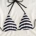 Women's Stripe Bikini Set - Soft Lined Triangle Top & High-Waist Boyshort Bottom (3-Piece Swimsuit) Universal Black_ecoleips.com