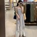 Autumn New Korean Fashion Color Block Strap Knitted Cardigan Two-Piece Maternity Dress_ecoleips.com