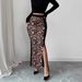 European And American Cross-border 2026 New Leopard Print Patchwork High-waisted Slim-fit Bodycon Skirt With Slit_ecoleips.com