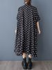 Irregular Oversized Polka Dot Vintage Shirt Dresses For Women 2025 Summer Short Sleeve Casual Loose Midi Dress Fashion Clothing_ecoleips.com