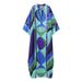 Women's Bohemian Floral Printed Maxi Dress Fashion Lace Up O-neck Half Sleeve Oversized Dress Lady 2025 Chic Holiday Vestidos_ecoleips.com