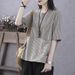 Retro-Style Mid-Length Undershirt; Lightweight Summer Top For Women; Stylish Shirt With A Hood And Loose Fit; Striped De_ecoleips.com