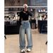 Glitter Starry Sky Rhinestone Fleece-Lined Jeans For Women - High Waist Loose Wide Leg Pants, Trendy & Stylish Casual Wear_ecoleips.com