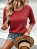 2026 New Summer Round Neck Gold And Silver Thread Five-Sleeve Knitted Sweater For Women, Casual Loose Fit With Glittering Thin Style_ecoleips.com