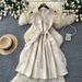 Sophisticated V-Neck Shift Dress For Women, Sleeveless A-Line Midi Dress With Notched Collar, Elegant Bodycon Office Dress_ecoleips.com