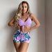 Women's Clothing Sexy Printed Split High Waist Flat Angle Slim Swimsuit_ecoleips.com