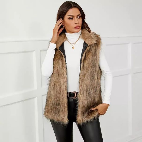 Stylish Stand Collar Faux Fur Vest – Trendy Winter & Autumn Outerwear For Women_ecoleips.com