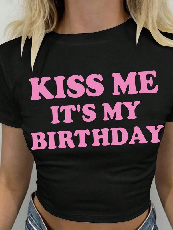 European American Cross-border Women's Slim-fit Round-neck Tight-fitting Printed Short-sleeve T-shirt,_ecoleips.com