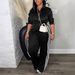 Women’s Stylish Two-Piece Sets – Trendy Matching Tops & Pants For Casual & Work (Navy Blue/Burgundy/Black/Dark Green, S-XXXL)_ecoleips.com